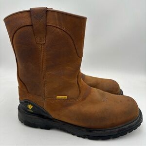Herman Survivors Pebbled Brown Leather Waterproof Steel Toe Ranch Boots 12